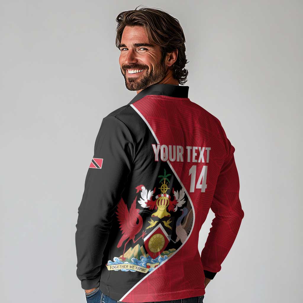 Custom Trinidad and Tobago Football Long Sleeve Polo Shirt 2025 Go Champions - Wonder Print Shop