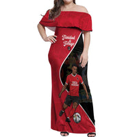 Custom Trinidad and Tobago Football Off Shoulder Maxi Dress 2025 Go Champions - Wonder Print Shop