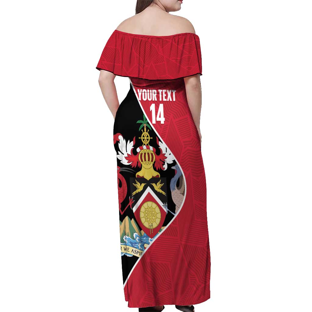 Custom Trinidad and Tobago Football Off Shoulder Maxi Dress 2025 Go Champions - Wonder Print Shop