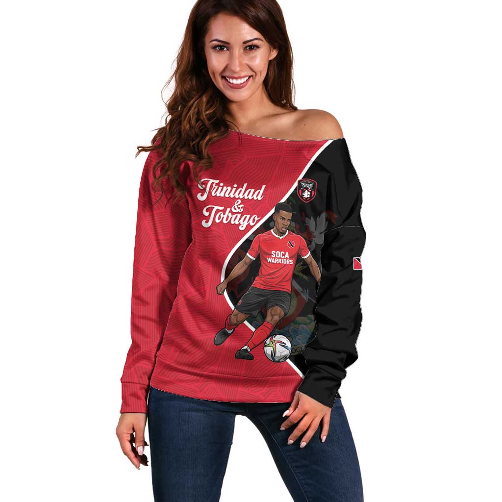 Custom Trinidad and Tobago Football Off Shoulder Sweater 2025 Go Champions - Wonder Print Shop