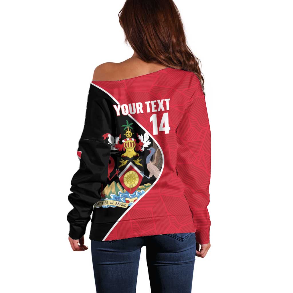 Custom Trinidad and Tobago Football Off Shoulder Sweater 2025 Go Champions - Wonder Print Shop