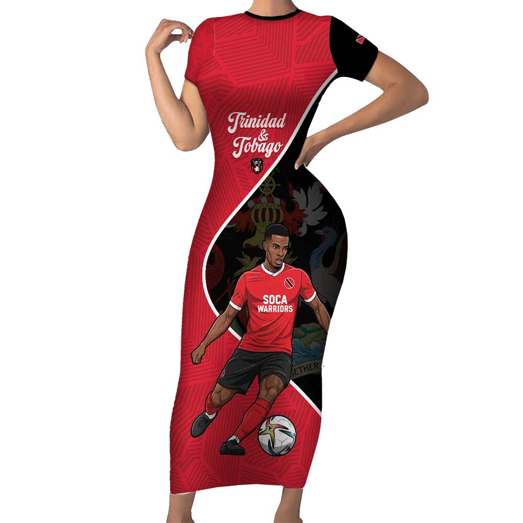 Custom Trinidad and Tobago Football Short Sleeve Bodycon Dress 2025 Go Champions - Wonder Print Shop
