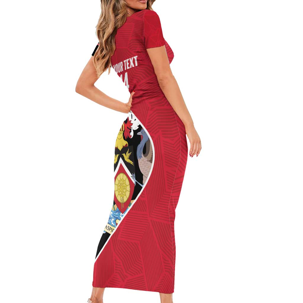 Custom Trinidad and Tobago Football Short Sleeve Bodycon Dress 2025 Go Champions - Wonder Print Shop