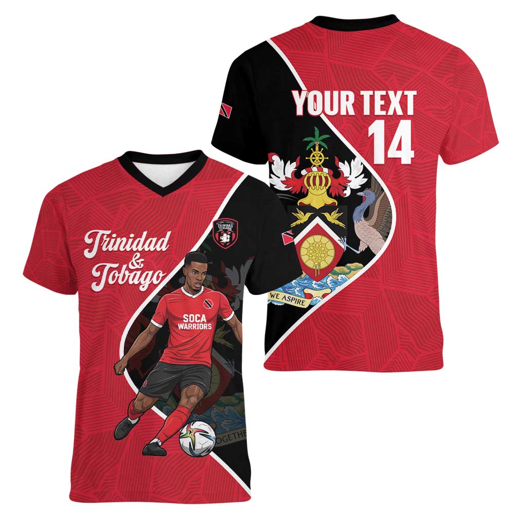 Custom Trinidad and Tobago Football Women V-Neck T-Shirt 2025 Go Champions - Wonder Print Shop