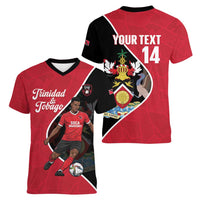 Custom Trinidad and Tobago Football Women V-Neck T-Shirt 2025 Go Champions - Wonder Print Shop