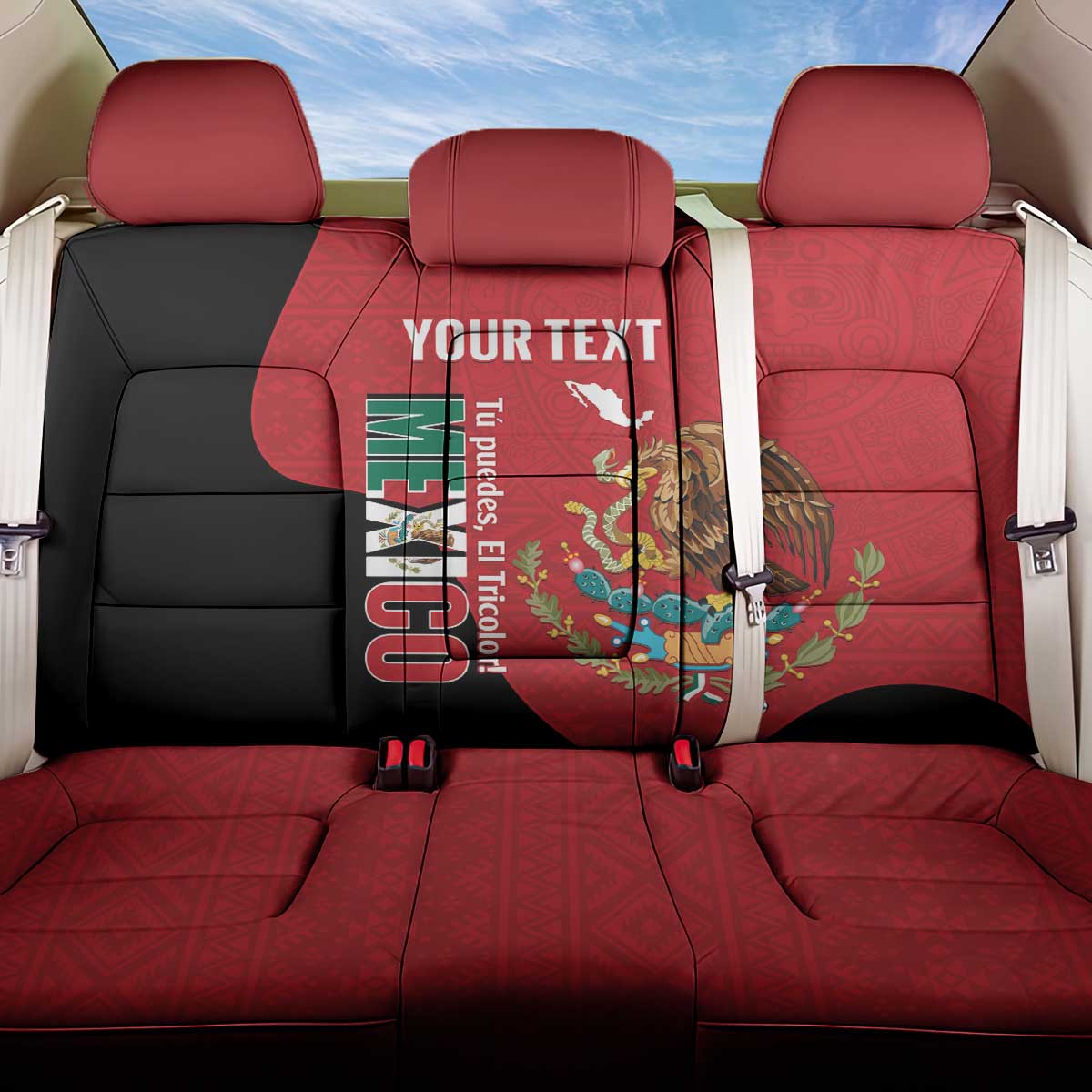 Custom Mexico Football Back Car Seat Cover Tu Puedes El Tricolor Red - Wonder Print Shop