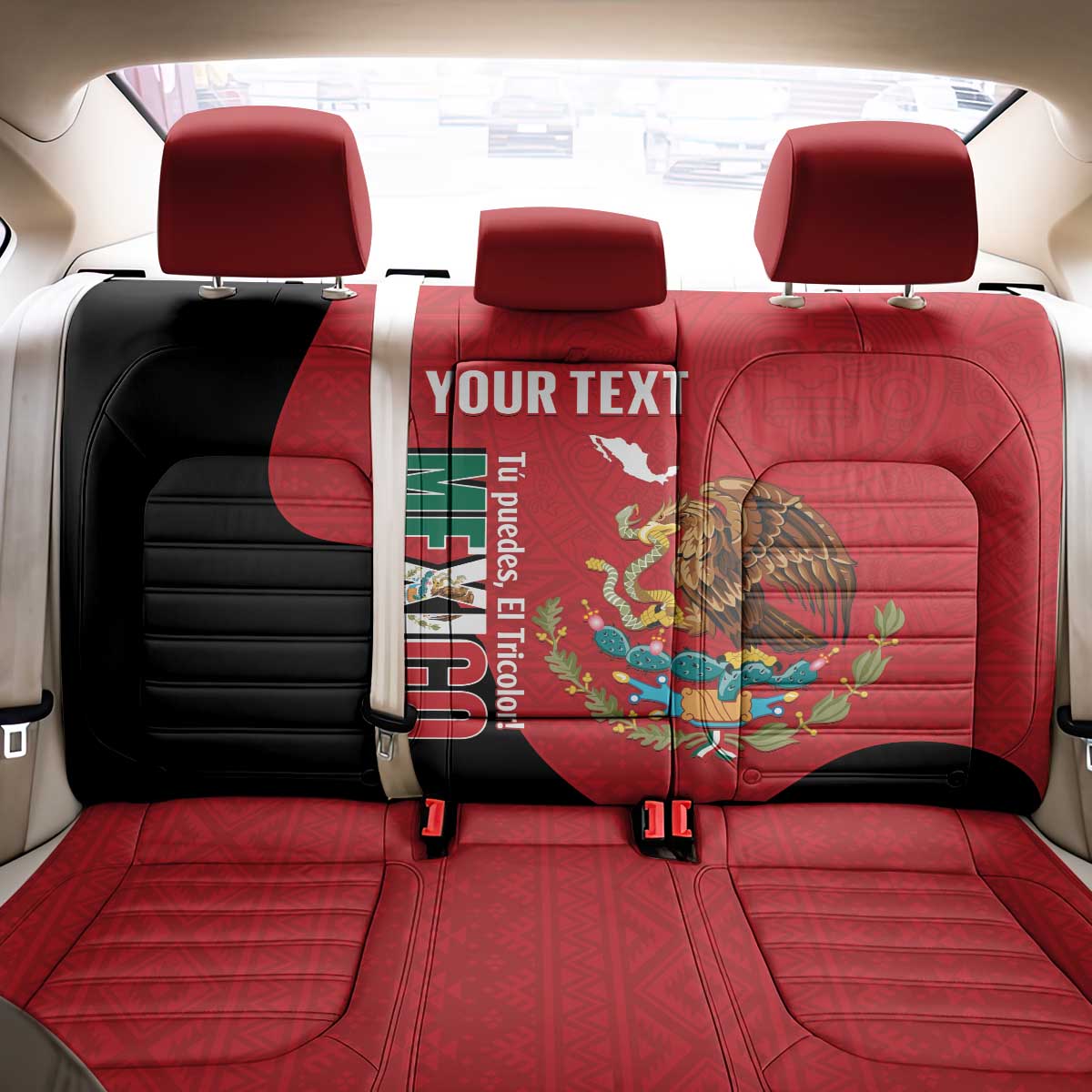 Custom Mexico Football Back Car Seat Cover Tu Puedes El Tricolor Red - Wonder Print Shop