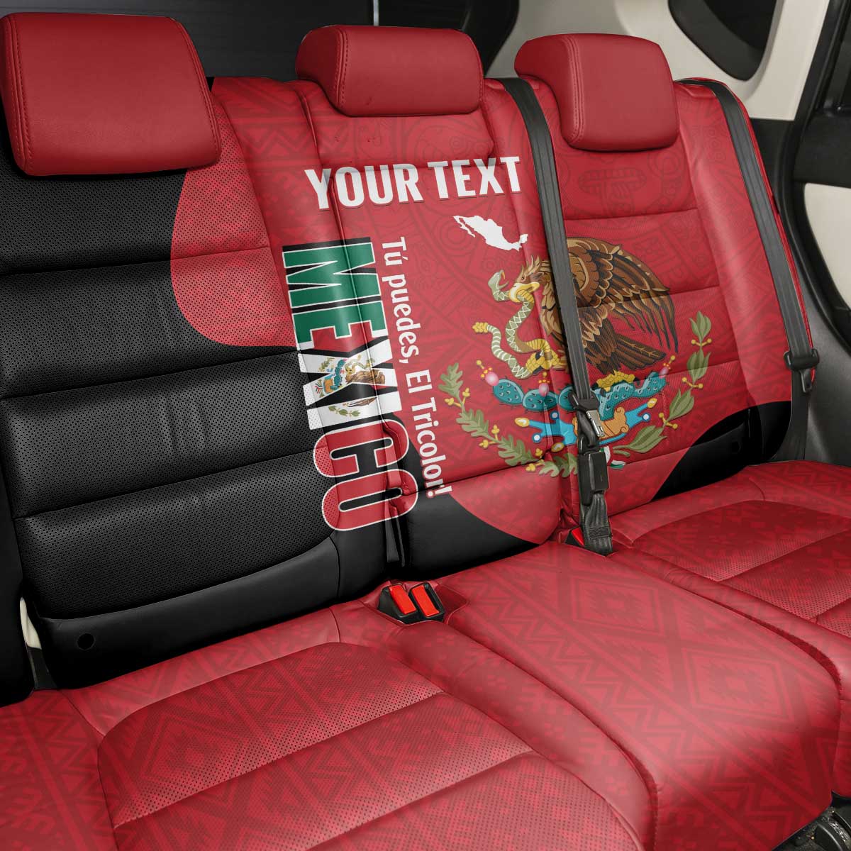 Custom Mexico Football Back Car Seat Cover Tu Puedes El Tricolor Red - Wonder Print Shop