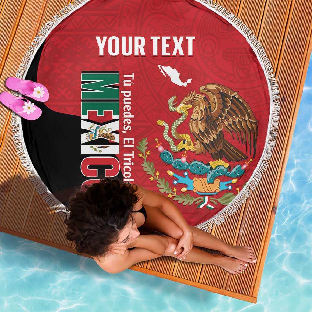 Custom Mexico Football Beach Blanket Tu Puedes El Tricolor Red - Wonder Print Shop