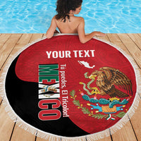 Custom Mexico Football Beach Blanket Tu Puedes El Tricolor Red - Wonder Print Shop