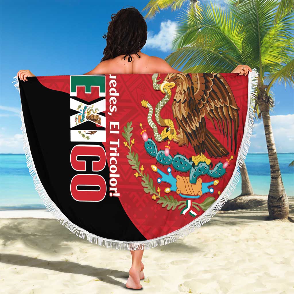 Custom Mexico Football Beach Blanket Tu Puedes El Tricolor Red - Wonder Print Shop