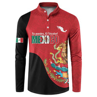 Custom Mexico Football Button Sweatshirt Tu Puedes El Tricolor Red - Wonder Print Shop