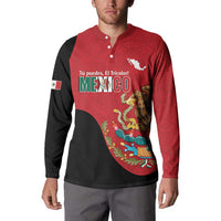 Custom Mexico Football Button Sweatshirt Tu Puedes El Tricolor Red - Wonder Print Shop