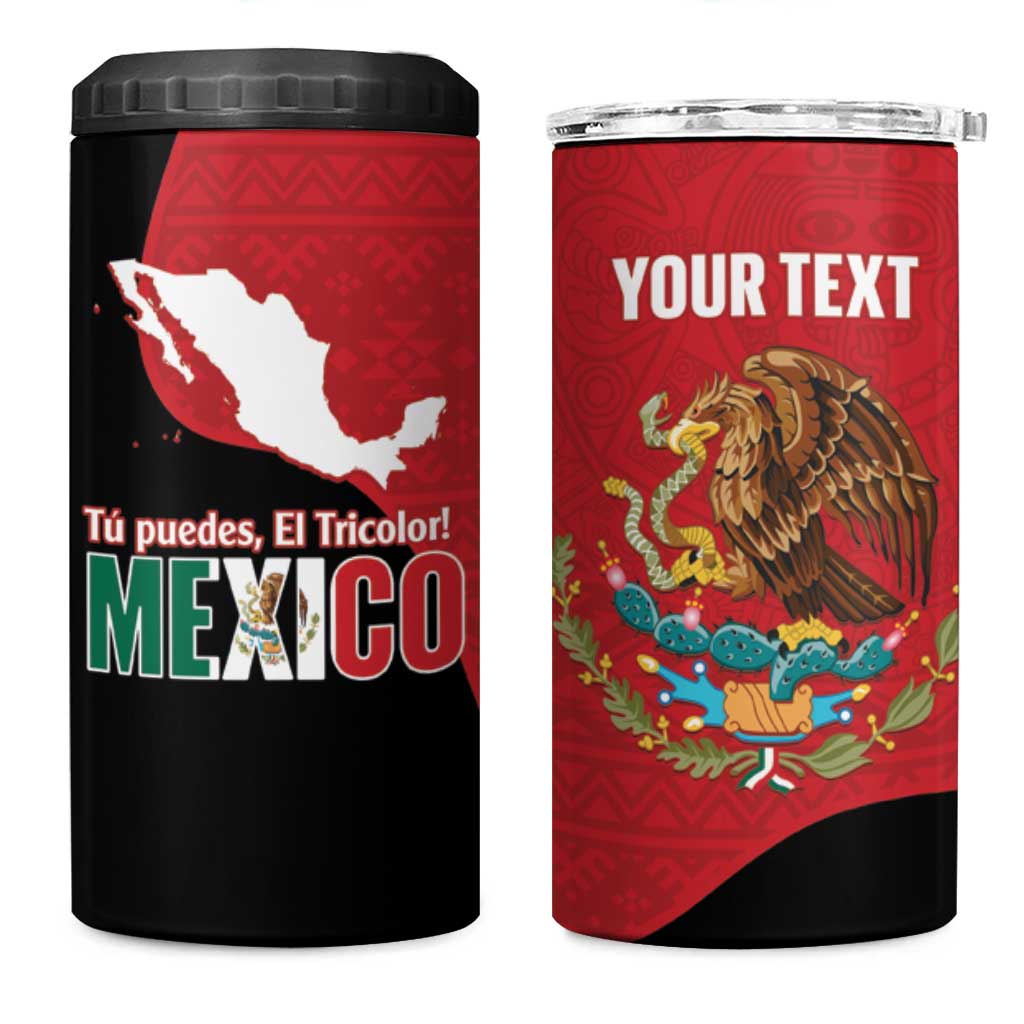 Custom Mexico Football 4 in 1 Can Cooler Tumbler Tu Puedes El Tricolor Red - Wonder Print Shop