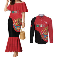 Custom Mexico Football Couples Matching Mermaid Dress and Long Sleeve Button Shirt Tu Puedes El Tricolor Red - Wonder Print Shop