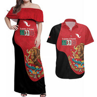 Custom Mexico Football Couples Matching Off Shoulder Maxi Dress and Hawaiian Shirt Tu Puedes El Tricolor Red - Wonder Print Shop
