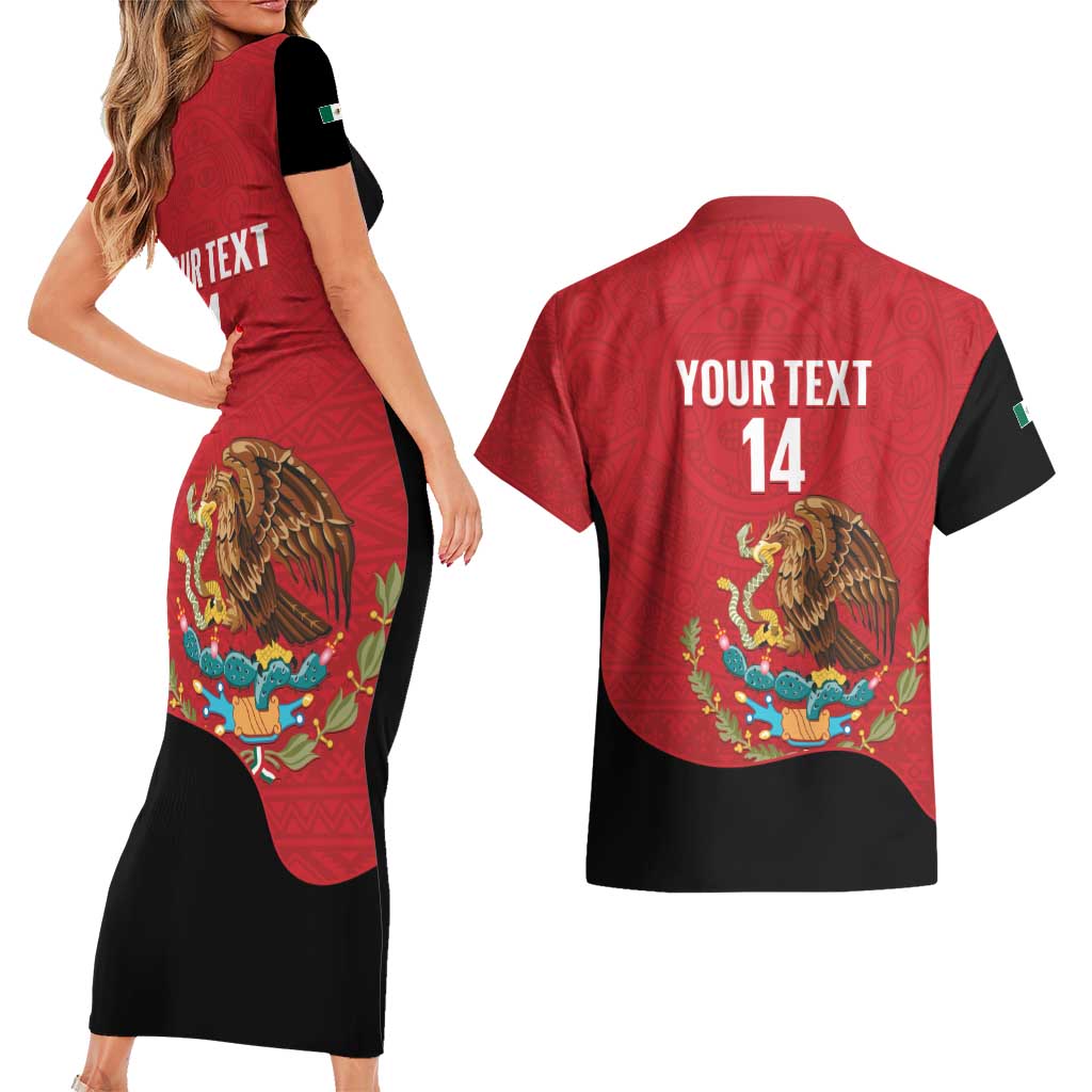 Custom Mexico Football Couples Matching Short Sleeve Bodycon Dress and Hawaiian Shirt Tu Puedes El Tricolor Red - Wonder Print Shop