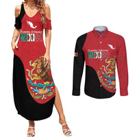 Custom Mexico Football Couples Matching Summer Maxi Dress and Long Sleeve Button Shirt Tu Puedes El Tricolor Red - Wonder Print Shop