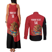 Custom Mexico Football Couples Matching Tank Maxi Dress and Long Sleeve Button Shirt Tu Puedes El Tricolor Red - Wonder Print Shop