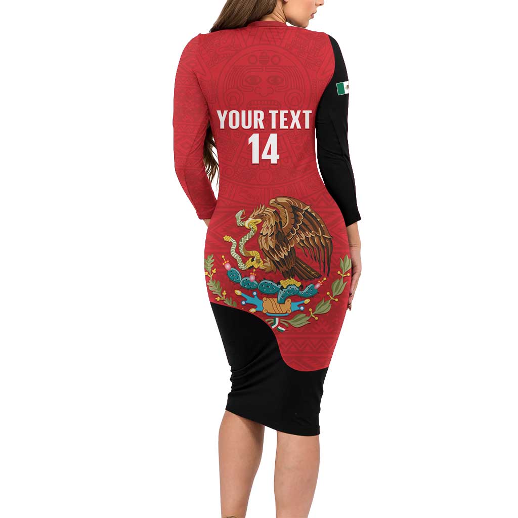 Custom Mexico Football Family Matching Long Sleeve Bodycon Dress and Hawaiian Shirt Tu Puedes El Tricolor Red - Wonder Print Shop