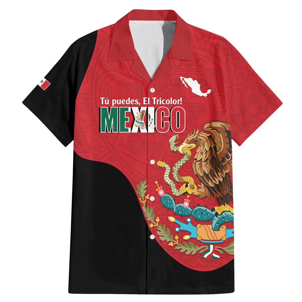 Custom Mexico Football Family Matching Mermaid Dress and Hawaiian Shirt Tu Puedes El Tricolor Red - Wonder Print Shop