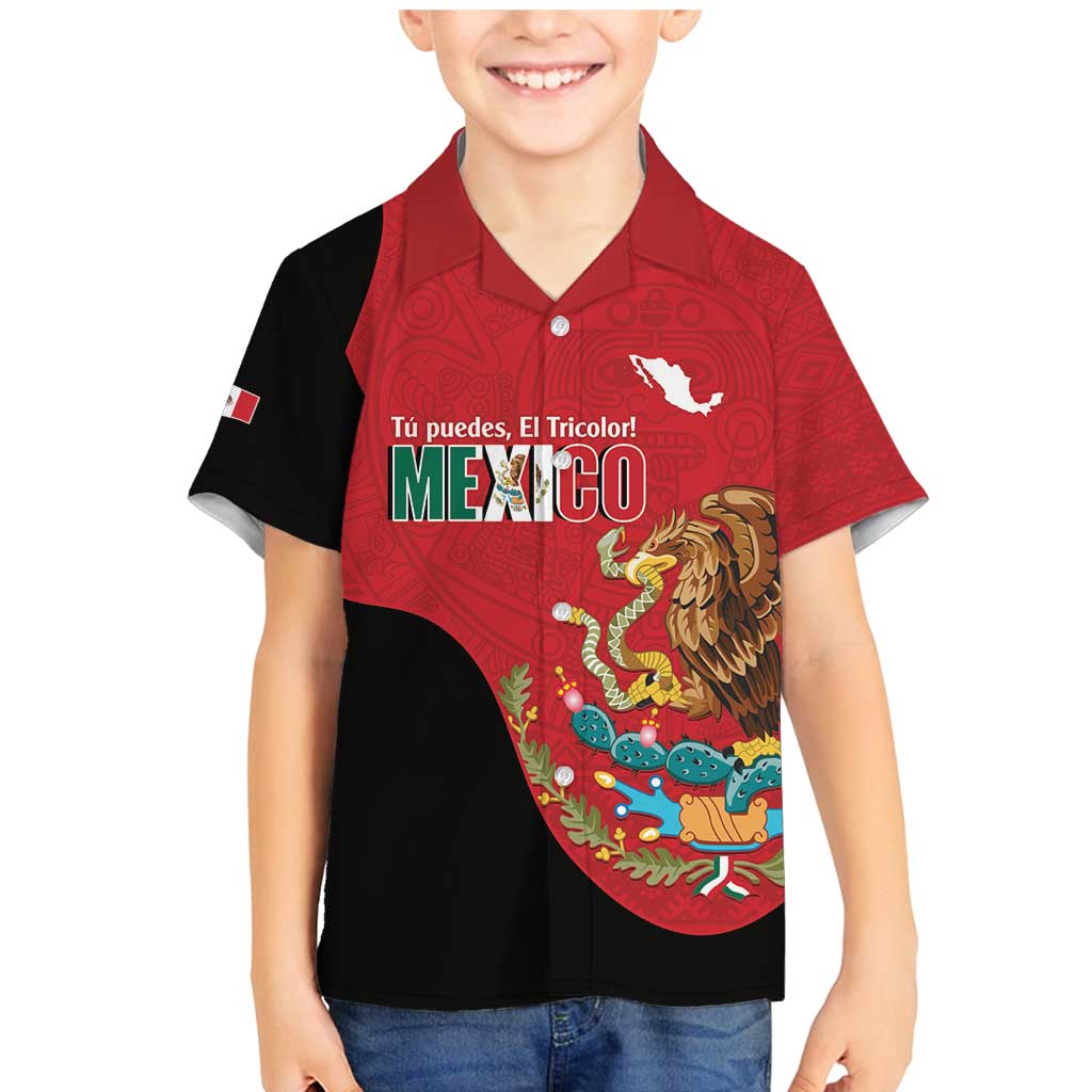 Custom Mexico Football Family Matching Mermaid Dress and Hawaiian Shirt Tu Puedes El Tricolor Red - Wonder Print Shop