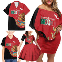 Custom Mexico Football Family Matching Off Shoulder Short Dress and Hawaiian Shirt Tu Puedes El Tricolor Red - Wonder Print Shop