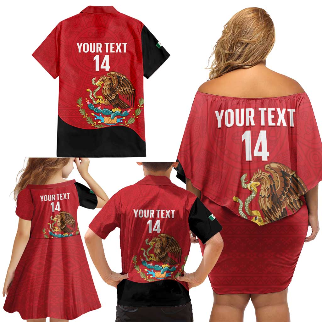Custom Mexico Football Family Matching Off Shoulder Short Dress and Hawaiian Shirt Tu Puedes El Tricolor Red - Wonder Print Shop