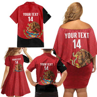Custom Mexico Football Family Matching Off Shoulder Short Dress and Hawaiian Shirt Tu Puedes El Tricolor Red - Wonder Print Shop