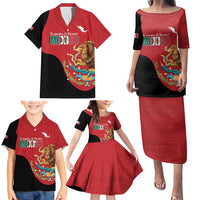 Custom Mexico Football Family Matching Puletasi and Hawaiian Shirt Tu Puedes El Tricolor Red - Wonder Print Shop
