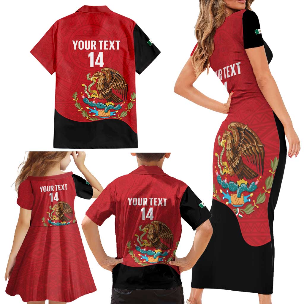 Custom Mexico Football Family Matching Short Sleeve Bodycon Dress and Hawaiian Shirt Tu Puedes El Tricolor Red - Wonder Print Shop
