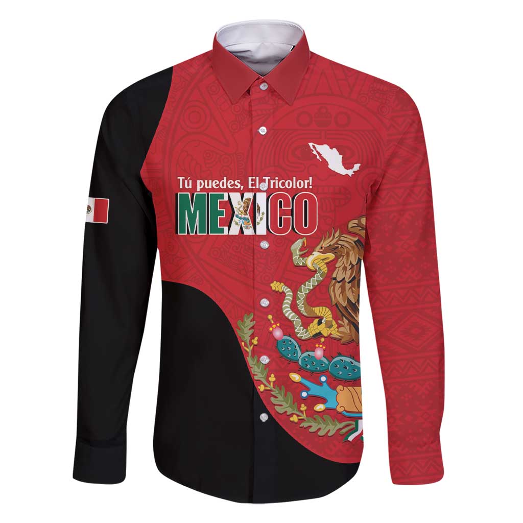 Custom Mexico Football Family Matching Short Sleeve Bodycon Dress and Hawaiian Shirt Tu Puedes El Tricolor Red - Wonder Print Shop