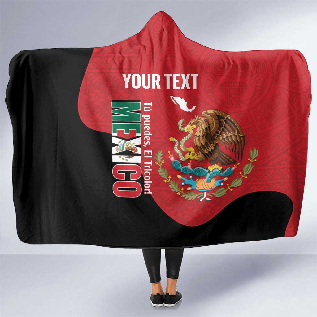 Custom Mexico Football Hooded Blanket Tu Puedes El Tricolor Red - Wonder Print Shop