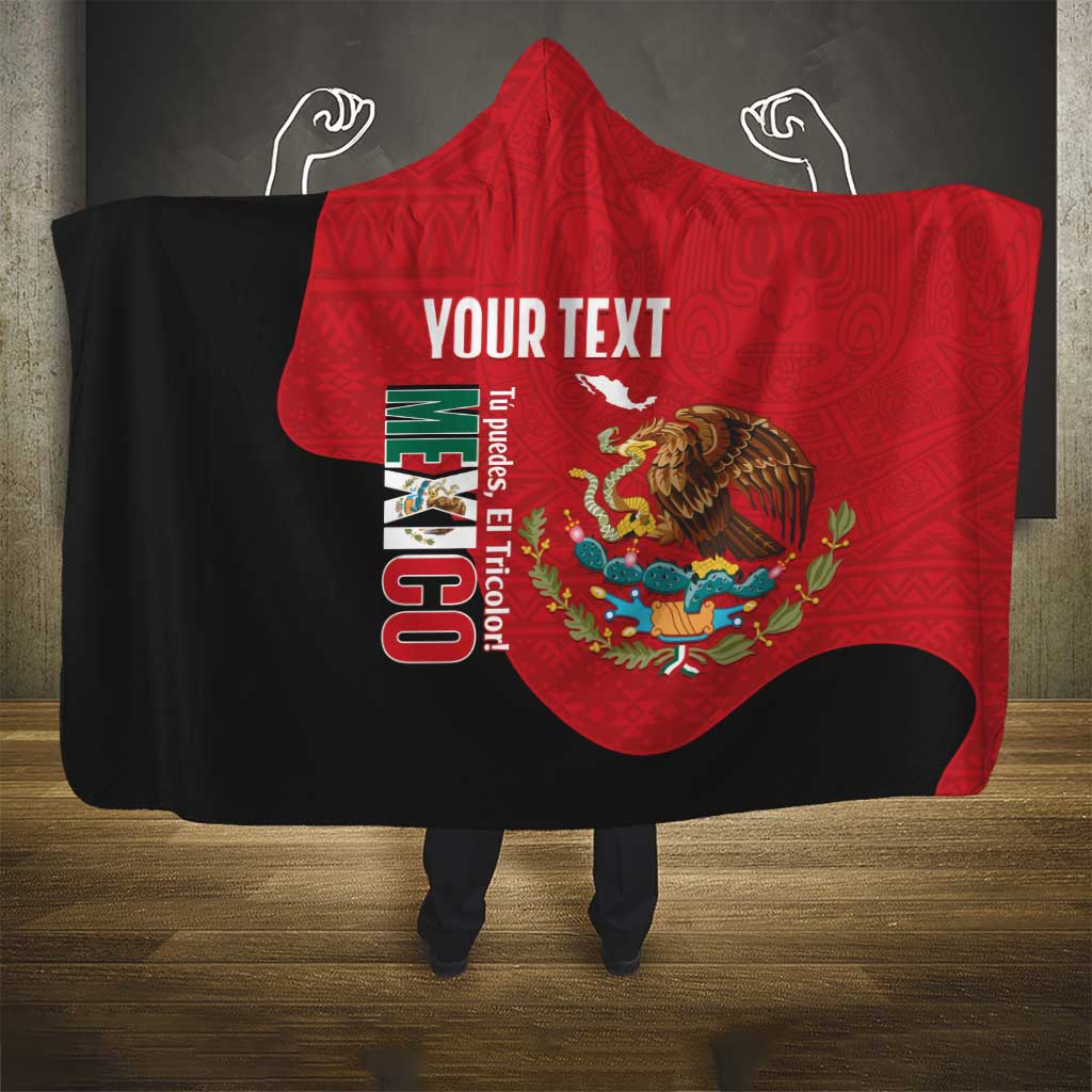 Custom Mexico Football Hooded Blanket Tu Puedes El Tricolor Red - Wonder Print Shop