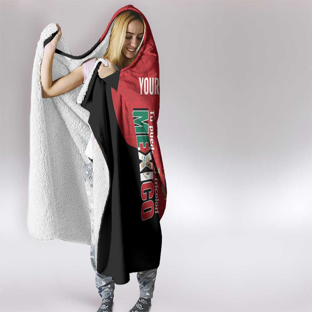 Custom Mexico Football Hooded Blanket Tu Puedes El Tricolor Red - Wonder Print Shop