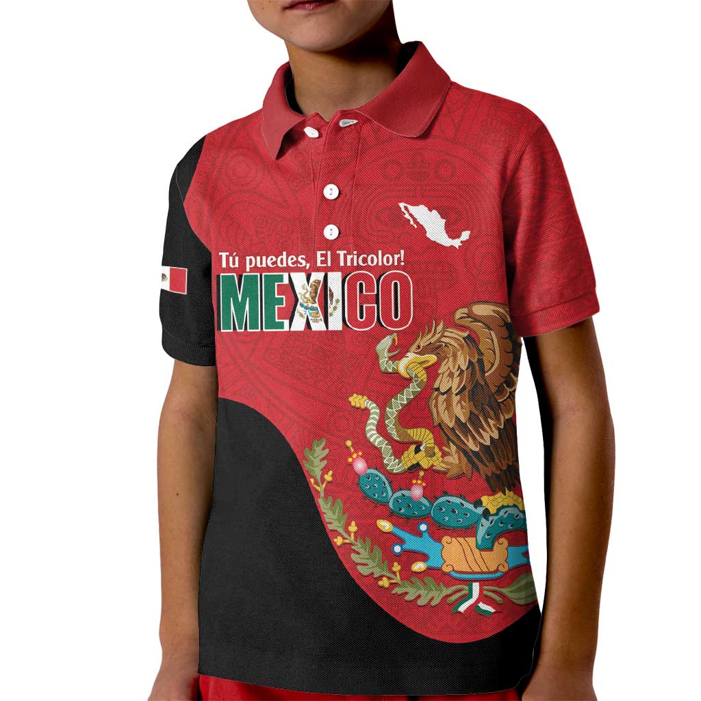 Custom Mexico Football Kid Polo Shirt Tu Puedes El Tricolor Red - Wonder Print Shop