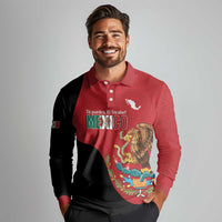 Custom Mexico Football Long Sleeve Polo Shirt Tu Puedes El Tricolor Red - Wonder Print Shop