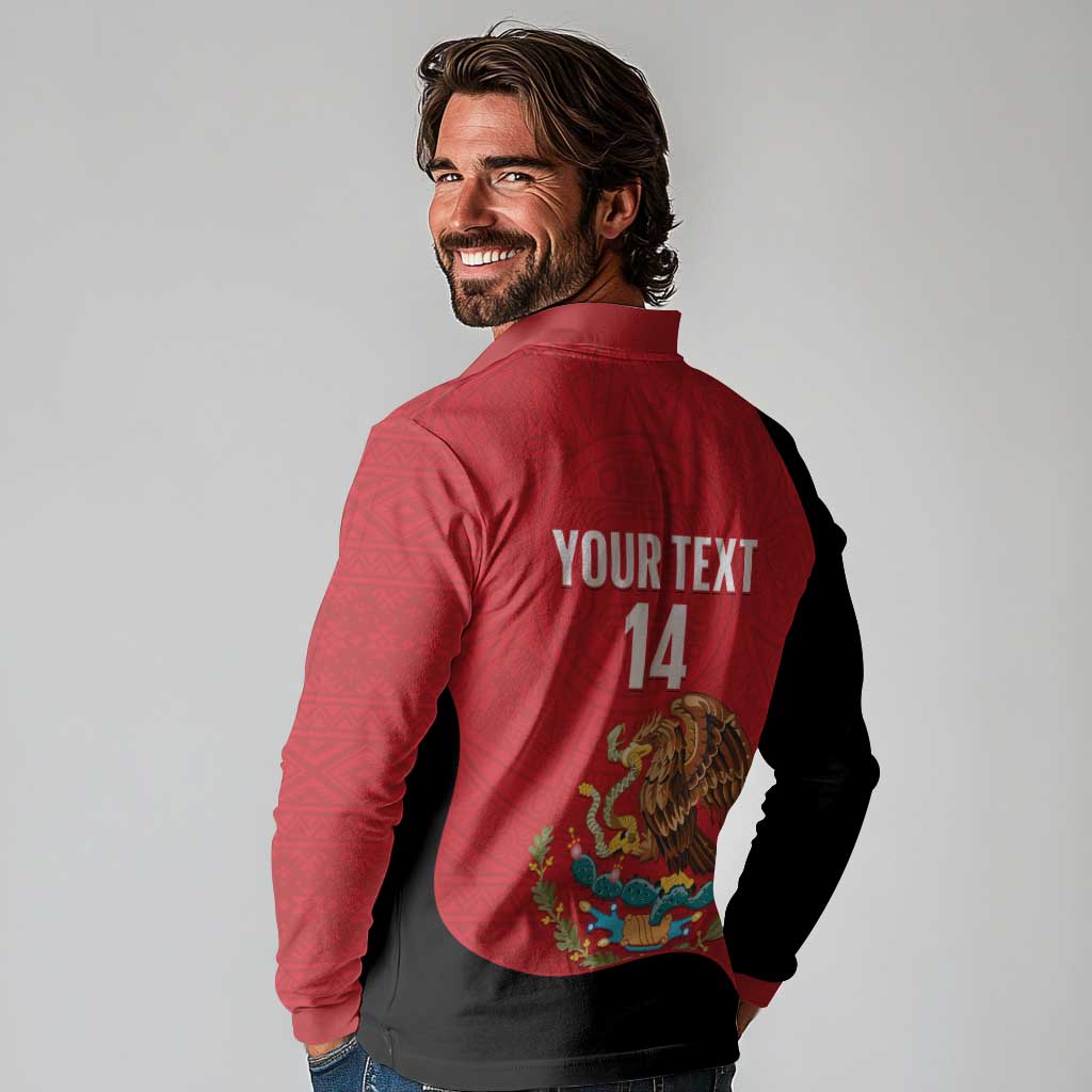Custom Mexico Football Long Sleeve Polo Shirt Tu Puedes El Tricolor Red - Wonder Print Shop