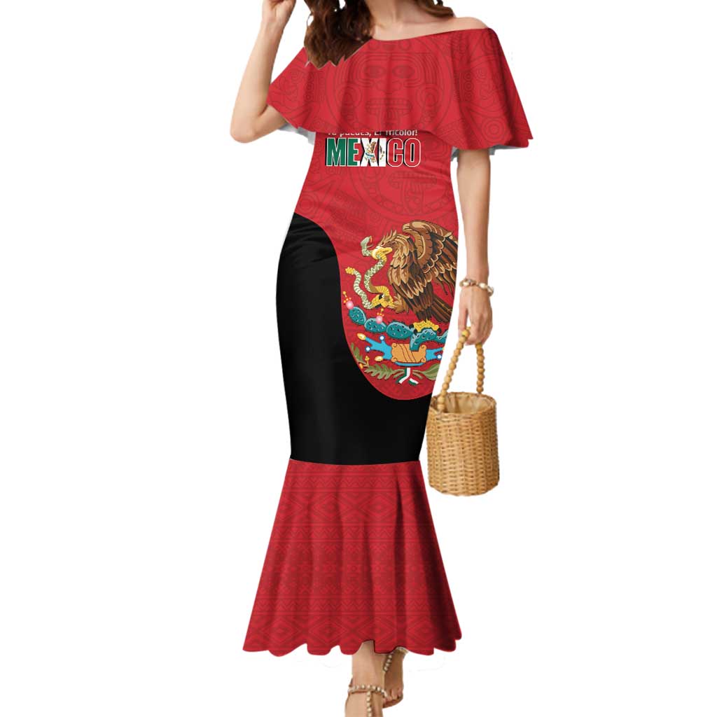 Custom Mexico Football Mermaid Dress Tu Puedes El Tricolor Red - Wonder Print Shop