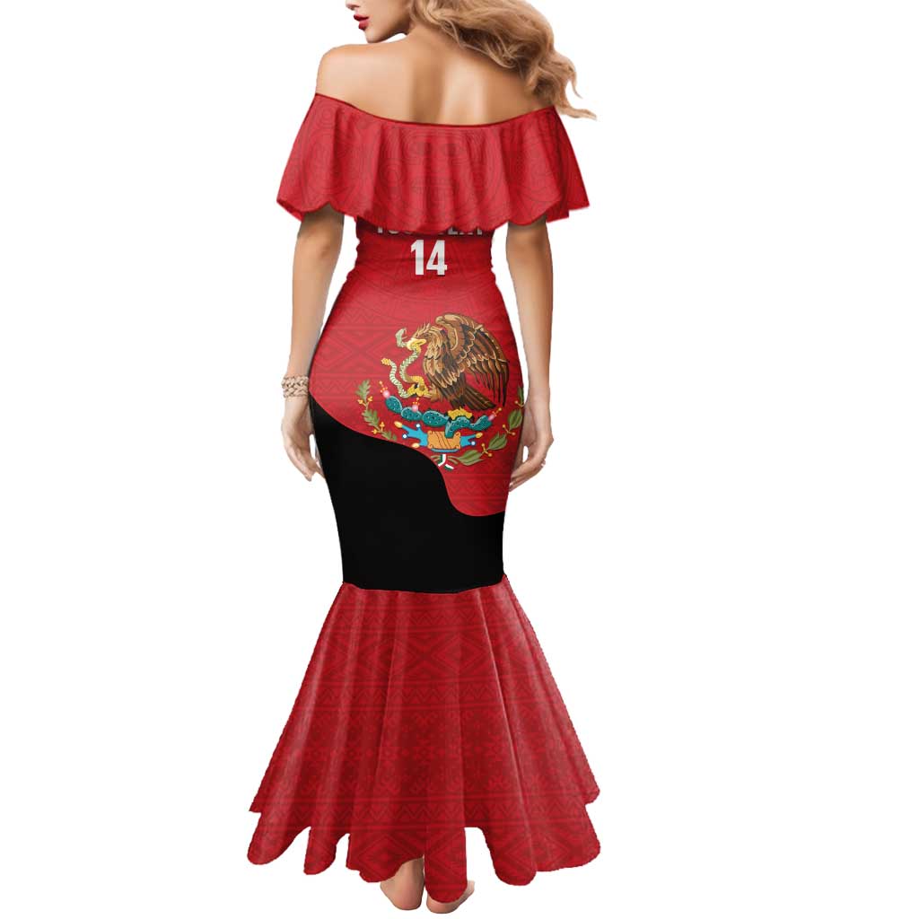 Custom Mexico Football Mermaid Dress Tu Puedes El Tricolor Red - Wonder Print Shop