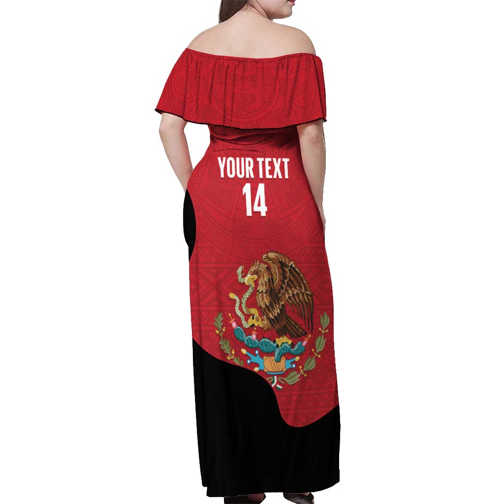 Custom Mexico Football Off Shoulder Maxi Dress Tu Puedes El Tricolor Red - Wonder Print Shop