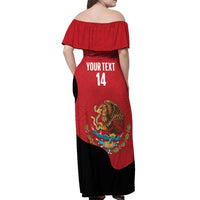 Custom Mexico Football Off Shoulder Maxi Dress Tu Puedes El Tricolor Red - Wonder Print Shop