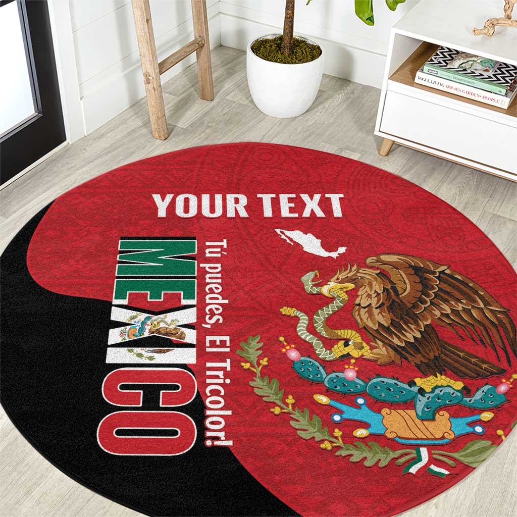 Custom Mexico Football Round Carpet Tu Puedes El Tricolor Red - Wonder Print Shop