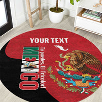 Custom Mexico Football Round Carpet Tu Puedes El Tricolor Red - Wonder Print Shop