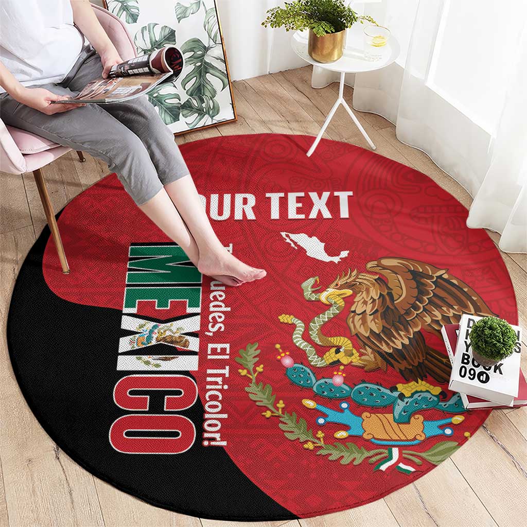 Custom Mexico Football Round Carpet Tu Puedes El Tricolor Red - Wonder Print Shop