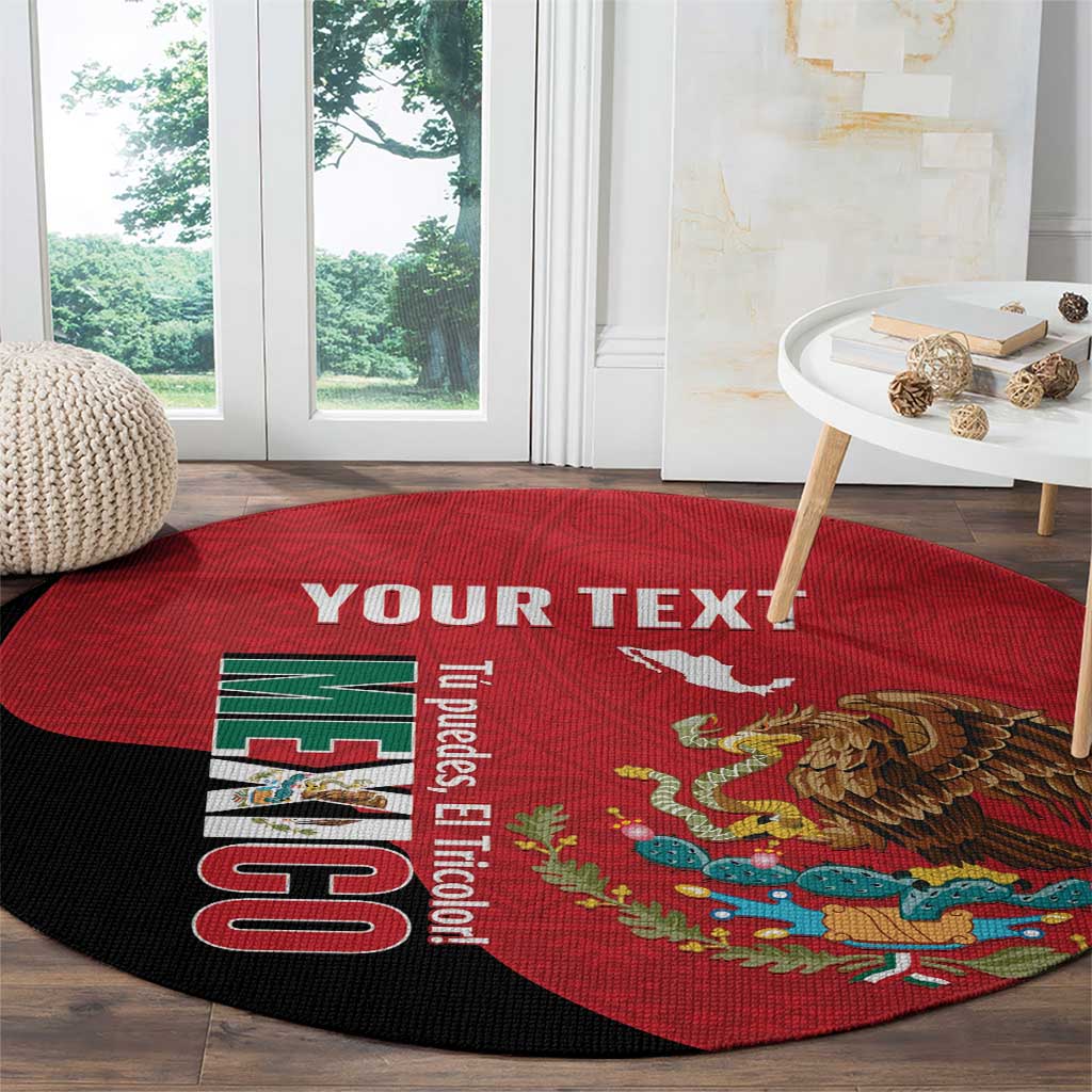 Custom Mexico Football Round Carpet Tu Puedes El Tricolor Red - Wonder Print Shop