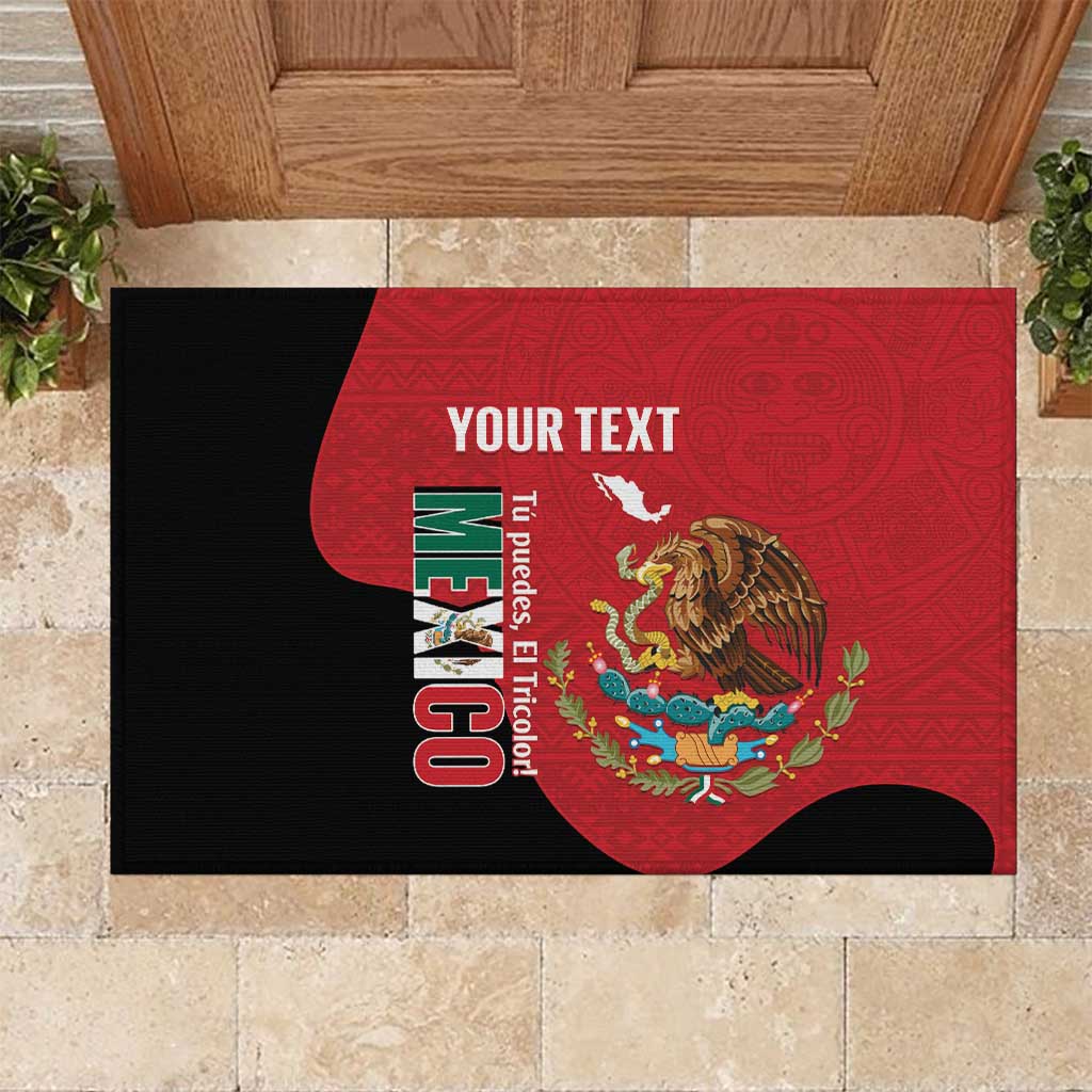 Custom Mexico Football Rubber Doormat Tu Puedes El Tricolor Red - Wonder Print Shop