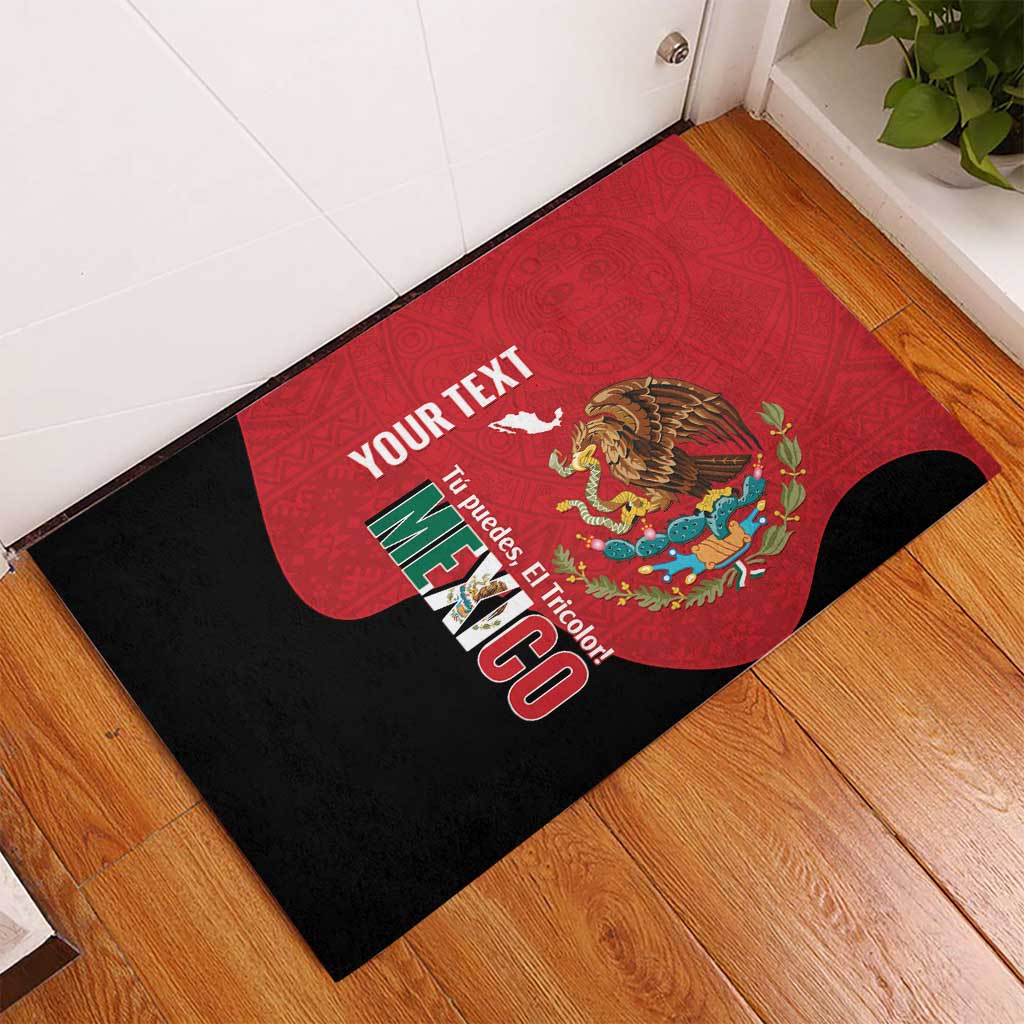 Custom Mexico Football Rubber Doormat Tu Puedes El Tricolor Red - Wonder Print Shop