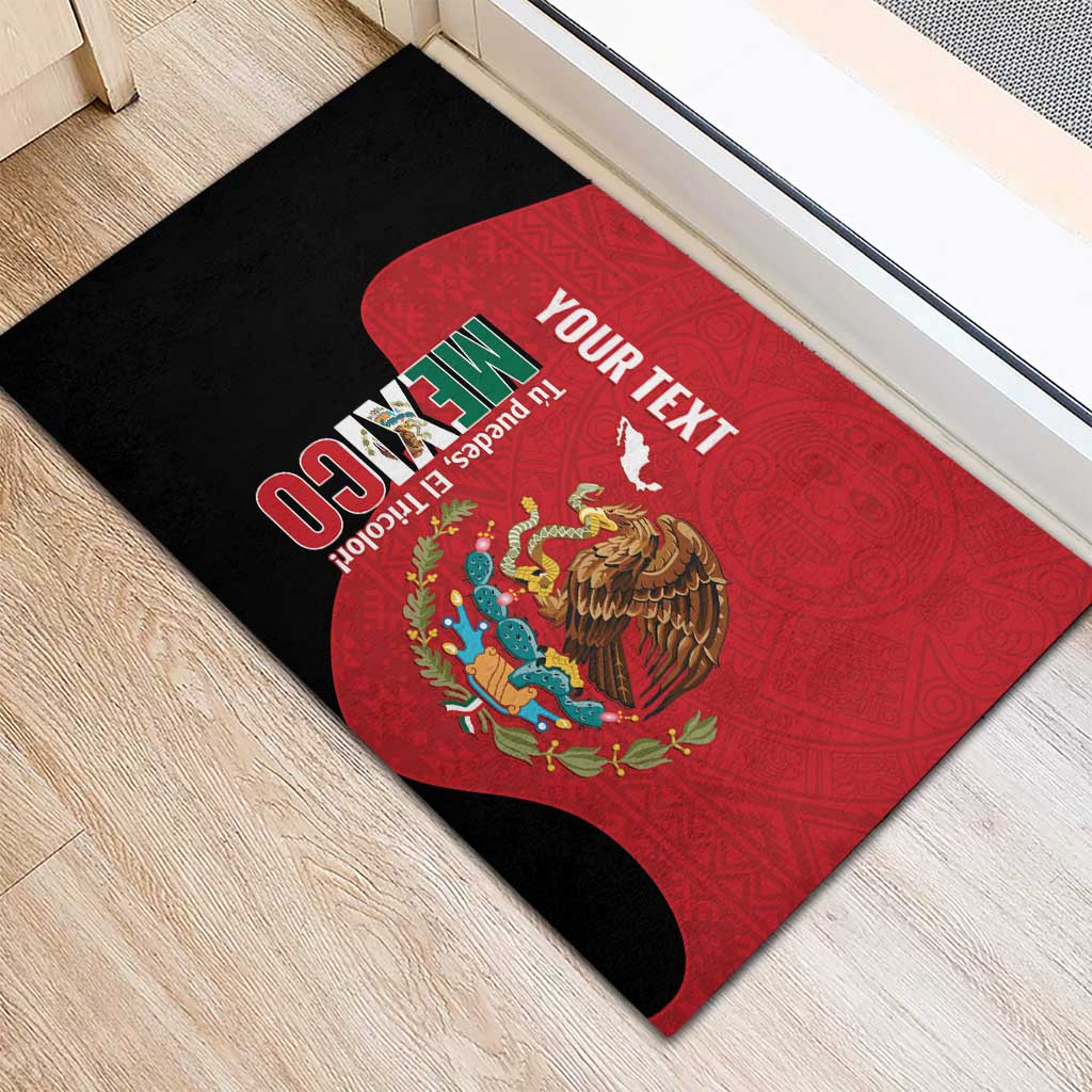 Custom Mexico Football Rubber Doormat Tu Puedes El Tricolor Red - Wonder Print Shop