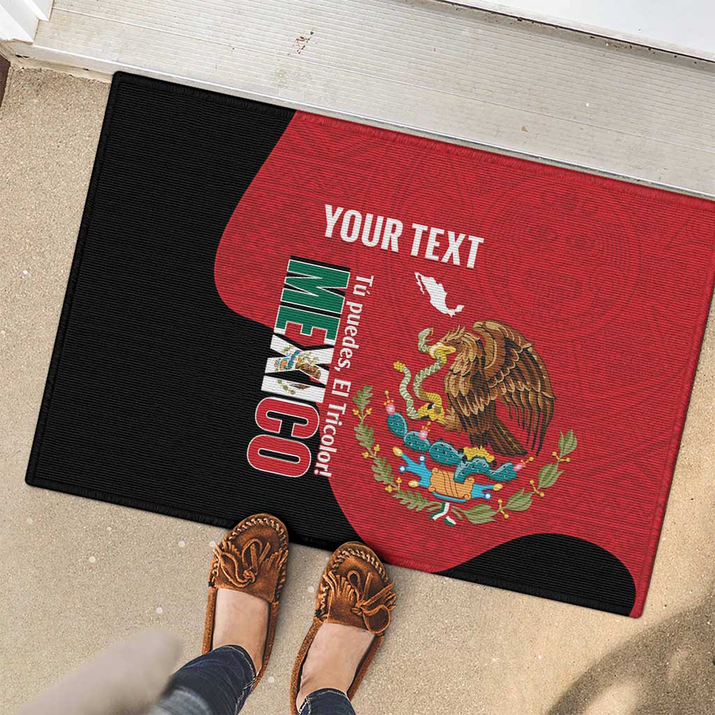 Custom Mexico Football Rubber Doormat Tu Puedes El Tricolor Red - Wonder Print Shop